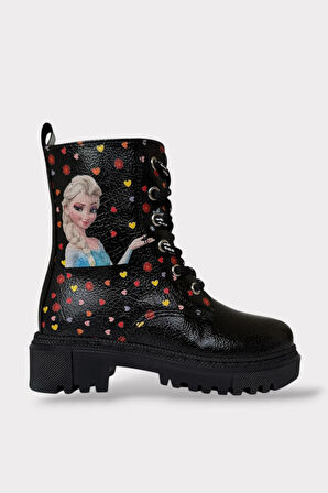 İçi Kürklü Fermuarlı Kız Çocuk Bot SİYAH