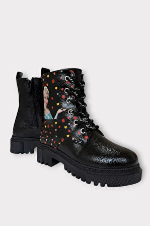 İçi Kürklü Fermuarlı Kız Çocuk Bot SİYAH