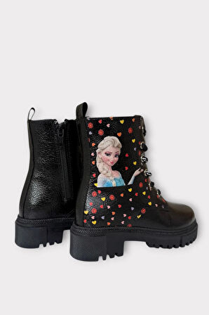 İçi Kürklü Fermuarlı Kız Çocuk Bot SİYAH