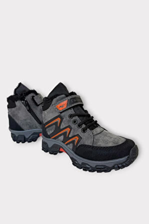 İçi Kürklü Soğuk ve Suya Dayanıklı Fermuarlı Çocuk Bot FÜME - TURUNCU