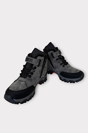 İçi Kürklü Soğuk ve Suya Dayanıklı Fermuarlı Çocuk Bot FÜME - TURUNCU