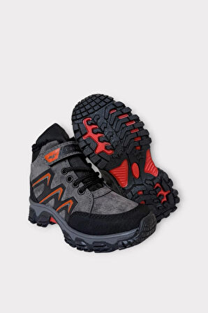 İçi Kürklü Soğuk ve Suya Dayanıklı Fermuarlı Çocuk Bot FÜME - TURUNCU