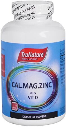 Trunature Calcium Magnesium Zinc Plus Vitamin D 180 Tablet Kalsiyum Magnezyum Çinko D Vitamini