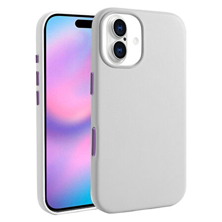 iPhone 17 Kılıf Kablosuz Şarj Özellikli PU Deri Görünümlü Kupra Kapak