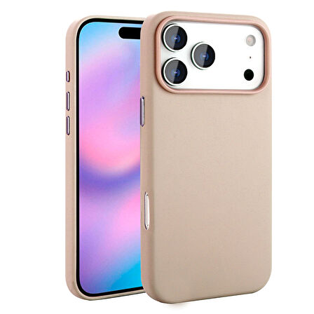 iPhone 17 Pro Max Kılıf Kablosuz Şarj Özellikli PU Deri Görünümlü Kupra Kapak
