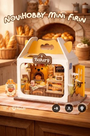 Mini Fırın 3D Puzzle Ahşap Minyatür Maket Kiti DIY Kendin Yap