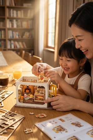 Mini Fırın 3D Puzzle Ahşap Minyatür Maket Kiti DIY Kendin Yap