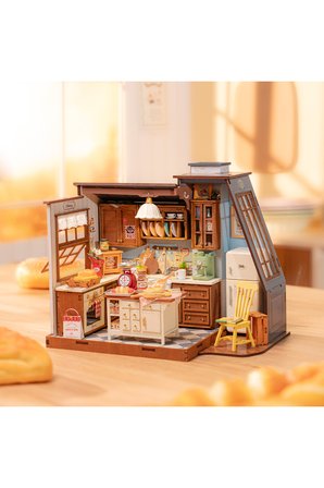Neşeli Mutfak 3D Puzzle Ahşap Minyatür Maket Kiti DIY Kendin Yap