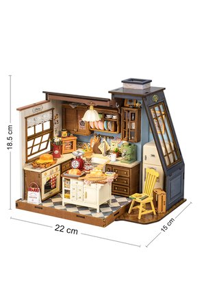 Neşeli Mutfak 3D Puzzle Ahşap Minyatür Maket Kiti DIY Kendin Yap
