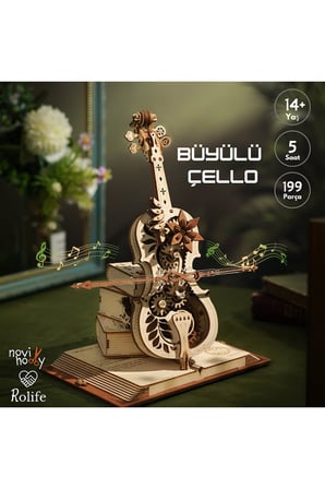 Büyülü Çello 3D Puzzle Ahşap Minyatür Maket Kiti DIY Kendin Yap