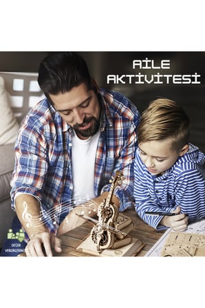 Büyülü Çello 3D Puzzle Ahşap Minyatür Maket Kiti DIY Kendin Yap