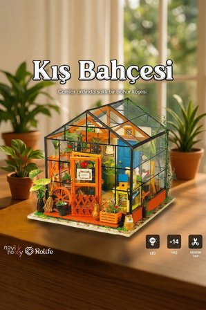 Minyatür Kış Bahçesi 3D Puzzle Ahşap Minyatür Maket Kiti DIY Kendin Yap