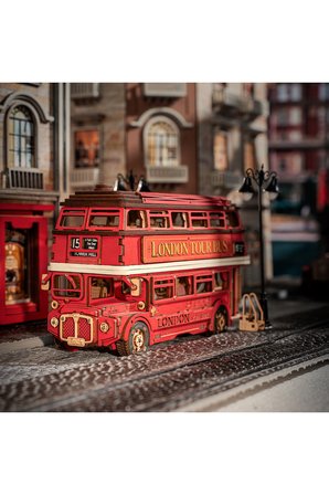 London Bus 3D Puzzle Ahşap Minyatür Maket Kiti DIY Kendin Yap