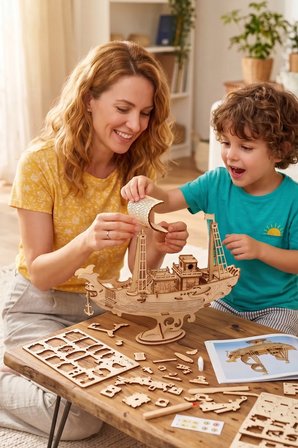 Japon Gemisi 3D Puzzle Ahşap Minyatür Maket Kiti DIY Kendin Yap