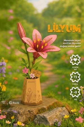 Ahşap Lilyum Maketi 3D Puzzle Ahşap Minyatür Maket Kiti DIY Kendin Yap