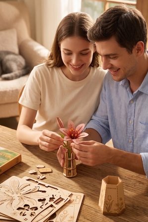 Ahşap Lilyum Maketi 3D Puzzle Ahşap Minyatür Maket Kiti DIY Kendin Yap