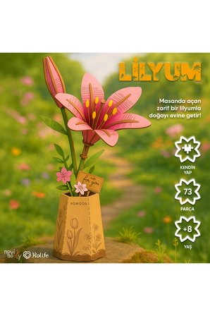 Ahşap Lilyum Maketi 3D Puzzle Ahşap Minyatür Maket Kiti DIY Kendin Yap