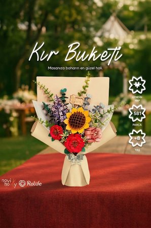 Ahşap Kır Buketi 3D Puzzle Ahşap Minyatür Maket Kiti DIY Kendin Yap