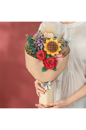 Ahşap Kır Buketi 3D Puzzle Ahşap Minyatür Maket Kiti DIY Kendin Yap