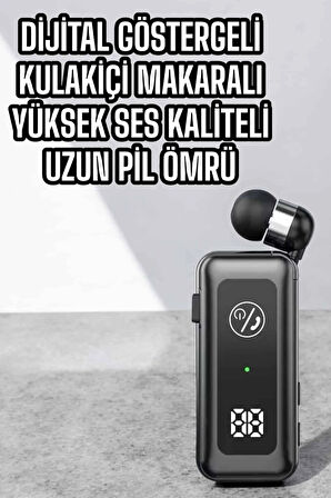 Kablolu Bluetooth Kulaklık Kulak İçi Stereo Mikrofonlu Dijital Göstergeli
