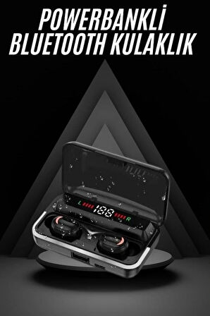 Bluetooth Kulaklık Dijital Şarj Göstergeli Powerbankli Bass Özellikli Kablosuz Kulakiçi 5.1 Mikrofonlu