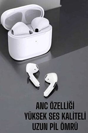 Beyaz Yeni Nesil Pro Bluetooth Kulaklık Yüksek Ses Kaliteli ANC Özelliği
