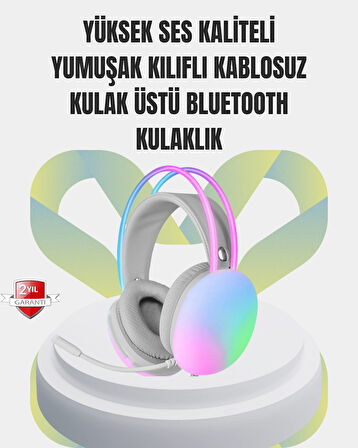 40mm Sürücülü RGB Kablosuz Kulaklık – Oyun ve Müzik için