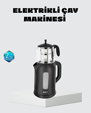 Sinbo Elektrikli Çay Makinesi 1.7 L Su Isıtıcı ve Cam Demlikli Güvenli Kullanım