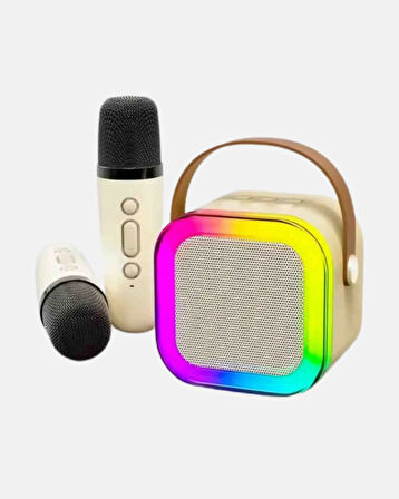 Taşınabilir Karaoke Hoparlör Bluetooth 5.0 ve Çift Mikrofonlu