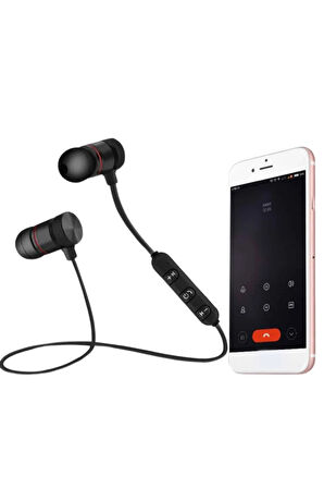 Sports Mıknatıslı Siyah Bluetooth Kulaklık Kablolu Uzun Pil Ömrü