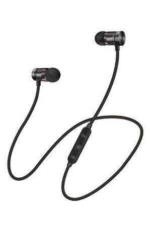 Sports Mıknatıslı Siyah Bluetooth Kulaklık Kablolu Uzun Pil Ömrü