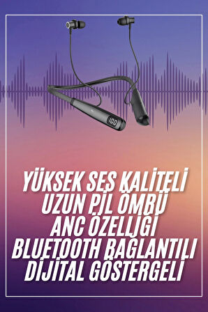 Boyun Askılı 100 Saat Kablosuz Kulaklık Göstergeli Bluetooth Kulaklık