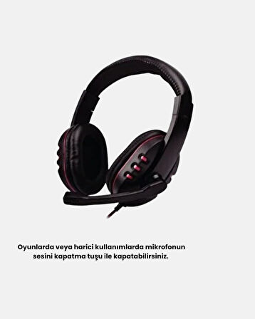 Rahat ve Dayanıklı Mikrofonlu Oyun Kulaklığı – Stereo Ses, Ayarlanabilir Kafa Bandı