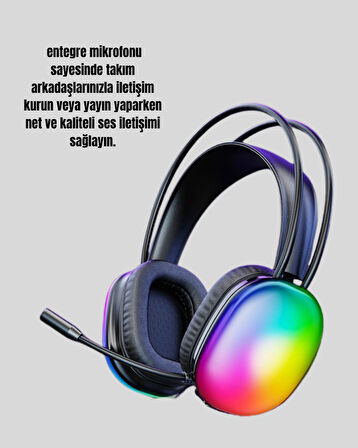 Type-C Şarjlı RGB Işıklı Bluetooth Oyuncu Kulaklığı
