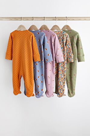% 100 Pamuklu Orange Flovers 5’li Tulum Set