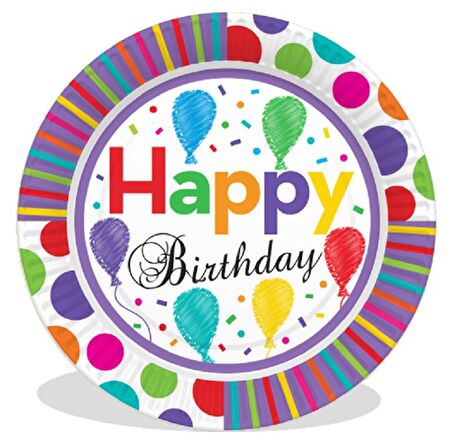 TABAK RADİANT HAPPY BİRTHDAY 8'Lİ