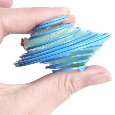 CELİK AVM® Yaylı Metal Fareli Kafes Kedi Oyun Topu Sıçrayan Spiral Kedi Topu