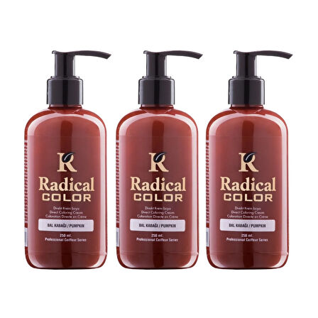 Radical Color NEW 25/Pumpkin Amonyaksız Su Bazlı Saç Boyası 250 ML 3 Adet Bal Kabağı