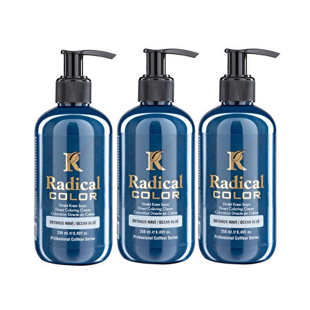 Radical Color NEW 25/Oceanblue Amonyaksız Su Bazlı Saç Boyası 250 ML 3 Adet Okyanus Mavi