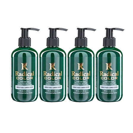 Radical Color NEW 25/Limegreen Amonyaksız Su Bazlı Saç Boyası 250 ML 4 Adet Limon Yeşili