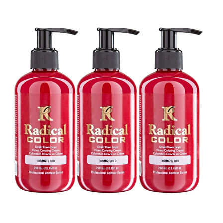 Radical Color NEW 25/Red Amonyaksız Su Bazlı Saç Boyası 250 ML 3 Adet Kırmızı