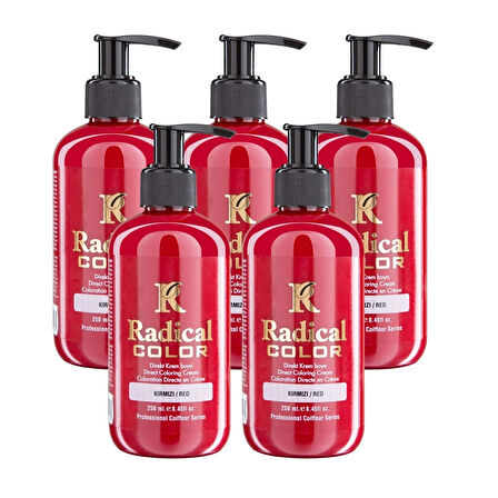 Radical Color NEW 25/Red Amonyaksız Su Bazlı Saç Boyası 250 ML 5 Adet Kırmızı