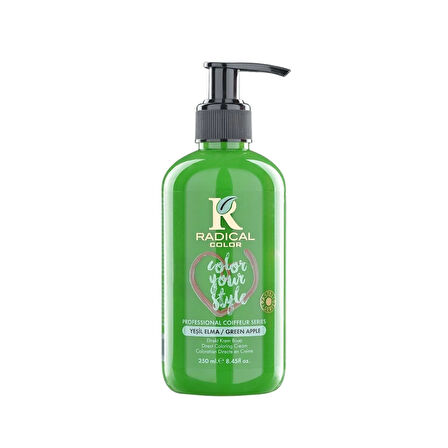 Radical Color NEW 25/Greenapple Amonyaksız Su Bazlı Saç Boyası 250 ML 1 Adet Yeşil Elma