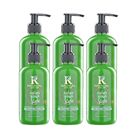 Radical Color NEW 25/Greenapple Amonyaksız Su Bazlı Saç Boyası 250 ML 6 Adet Yeşil Elma
