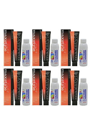 Maxstyle SPS784 Argan ve Keratin 2025/07.34 Karamel 60 Ml 6 Adet Saç Boyası + 6 Adet 90 Ml Oksidan Set