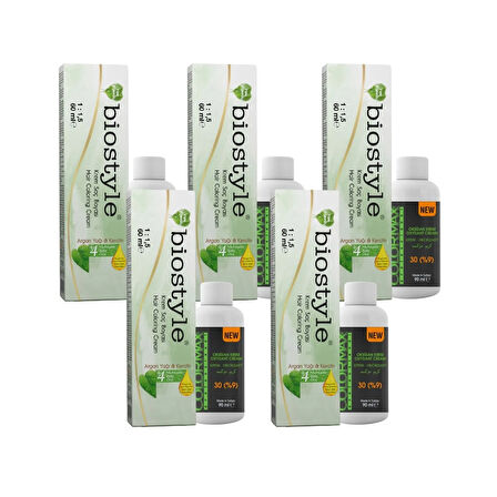 Biostyle Bitki Özlü Argan ve Keratin 9.3 Sarı Dore 5 Adet 60 ML Saç Boyası + 5 Adet 90 ML Oksidan
