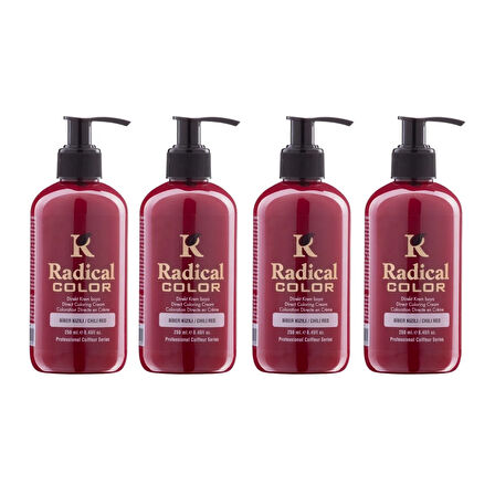 Radical Color NEW 25/Chilired Amonyaksız Su Bazlı Saç Boyası 250 ML 4 Adet Biber Kızılı