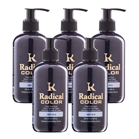 Radical Color NEW 25/Blue Amonyaksız Su Bazlı Saç Boyası 250 ML 5 Adet Mavi