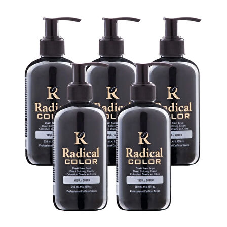 Radical Color NEW 25/Green Amonyaksız Su Bazlı Saç Boyası 250 ML 5 Adet Yeşil