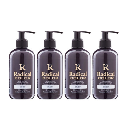 Radical Color NEW 25/Grey Amonyaksız Su Bazlı Saç Boyası 250 ML 4 Adet Gri